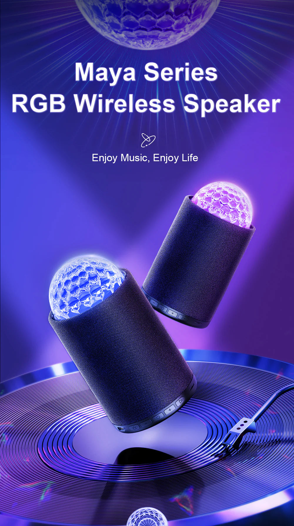 JR-MS01 Maya Series Colorful Ambience Lights Bluetooth speaker - Tic Tac