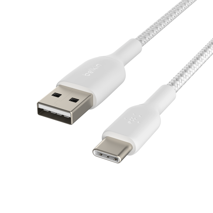 BoostCharge Braided USB-C to USB-A Cable (2m / 6.6ft, White)