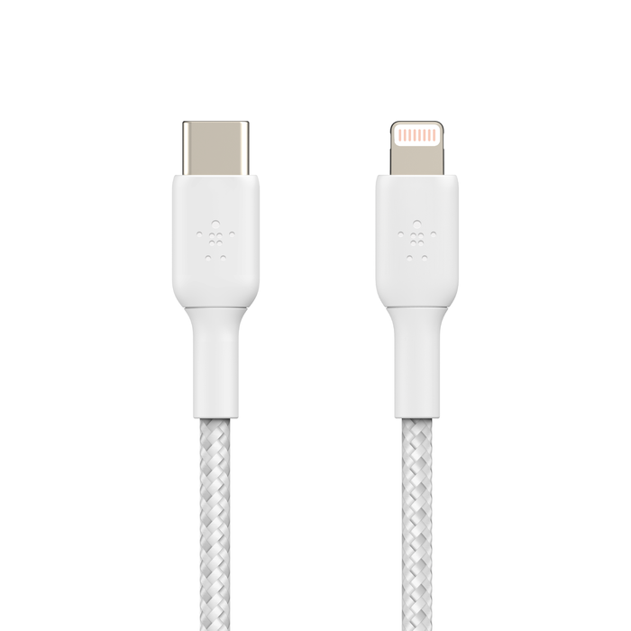 بلكين CAA004bt2MWH كابل USB-C إلى لايتنينج مجدول، 2 متر، أبيض