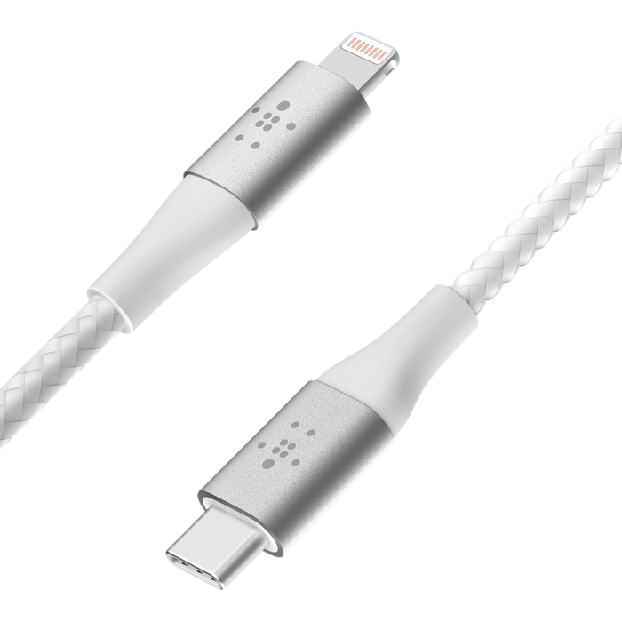 بلكين CAA004bt2MWH كابل USB-C إلى لايتنينج مجدول، 2 متر، أبيض