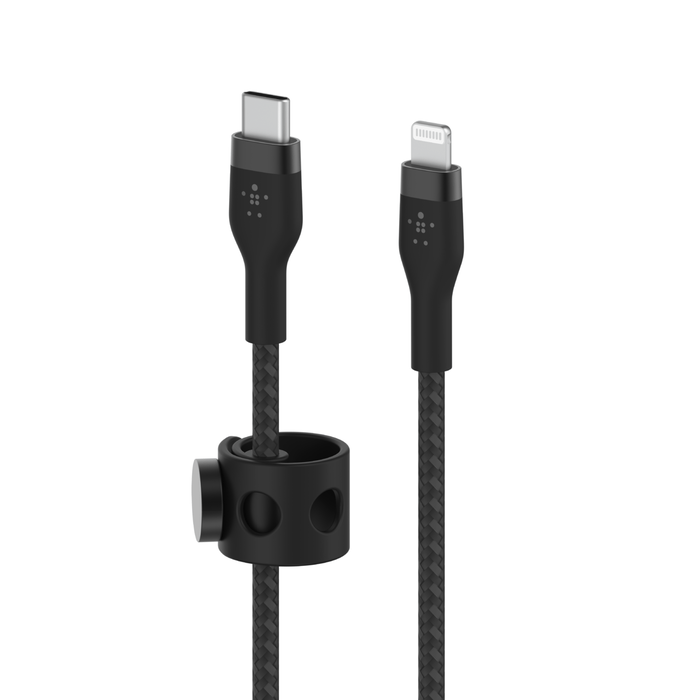 بلكين CAA011bt1MBK كابل سيليكون مضفر USB-C برو فليكس مع موصل لايتنينج، 1 متر، أسود