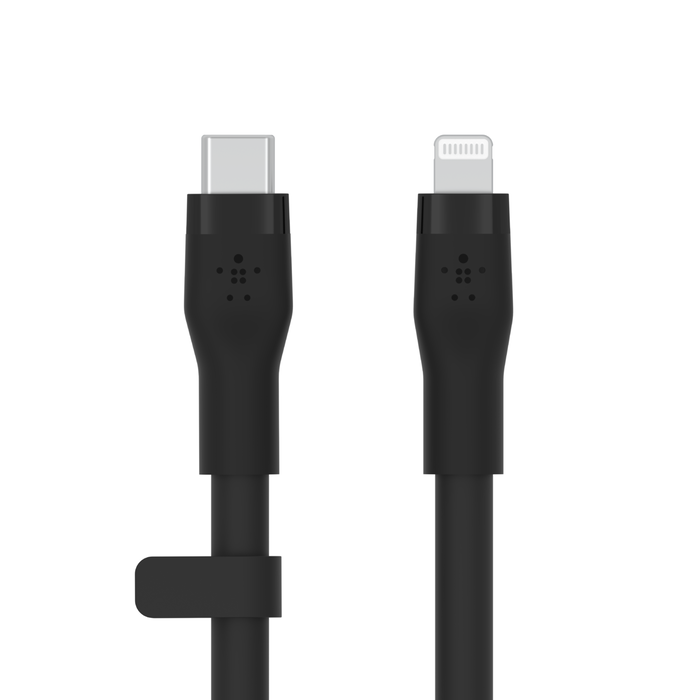 بلكين CAA009bt3MBK كابل BoostCharge Flex USB-C سيليكون مع موصل لايتنينج، 3 متر، أسود