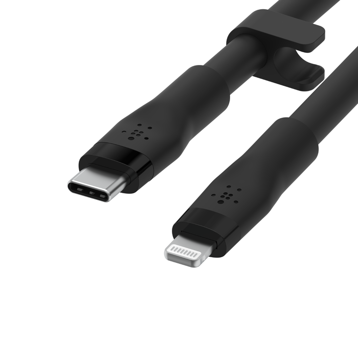 بلكين CAA009bt3MBK كابل BoostCharge Flex USB-C سيليكون مع موصل لايتنينج، 3 متر، أسود