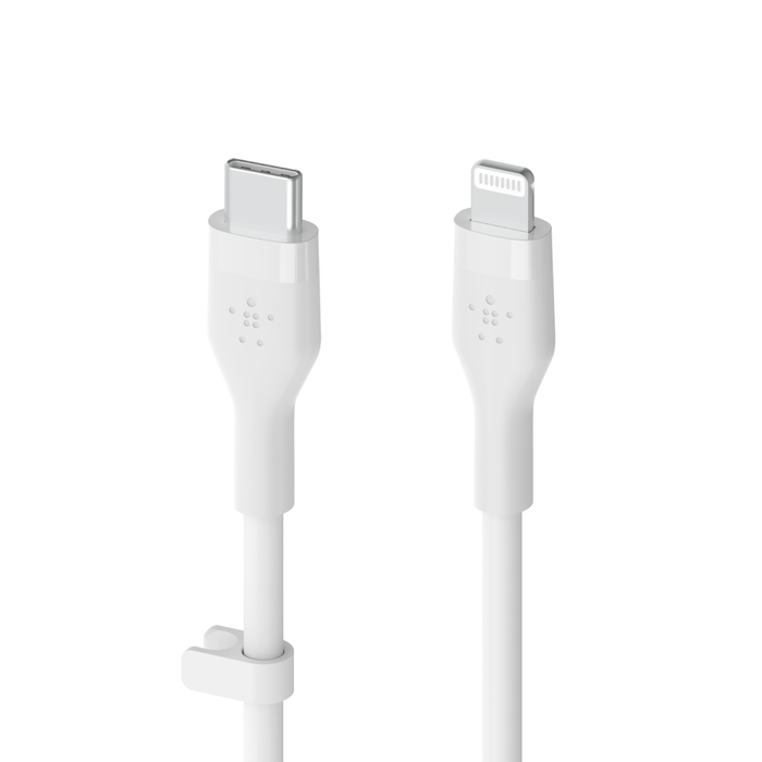 بلكين CAA009bt1MWH كابل سيليكون BoostCharge Flex USB-C مع موصل لايتنينج، 1 متر، أبيض