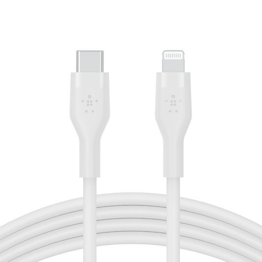 Belkin CAA009bt1MWH BoostCharge Flex USB-C Silicone Cable with Lightning Connector, 1M, White