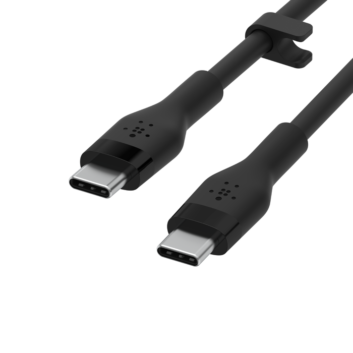 Belkin CAB009bt3MBK BoostCharge Flex USB-C to USB-C Silicone Cable, 3M, Black and White