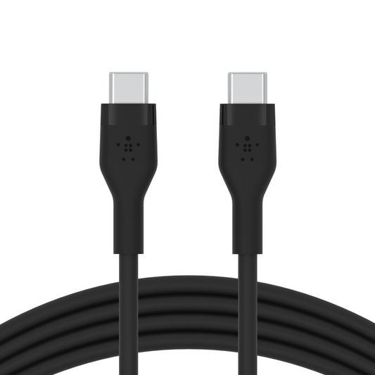 بلكين CAB009bt3MBK كابل BoostCharge Flex USB-C إلى USB-C سيليكون، 3 متر، أسود وأبيض