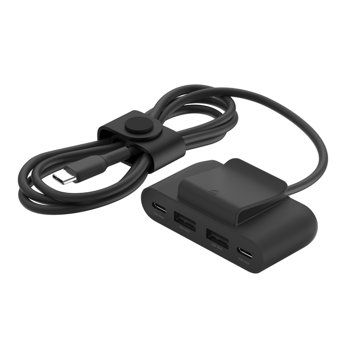 بلكين BUZ001bt2MBKB7 موسع طاقة USB بـ 4 منافذ، 2xUSB-C، 2xUSB-A، 2 متر