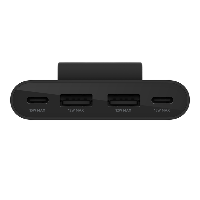 بلكين BUZ001bt2MBKB7 موسع طاقة USB بـ 4 منافذ، 2xUSB-C، 2xUSB-A، 2 متر