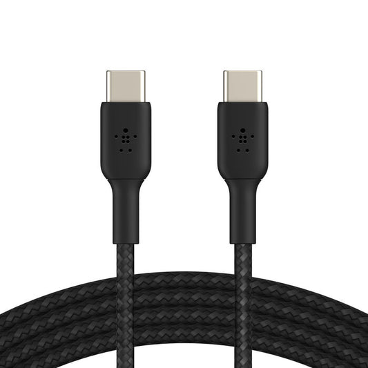 Belkin CAB004bt1MBK BoostCharge USB-C to USB-C Braided Cable, 1M, Black and White