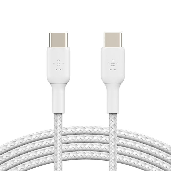 بلكين CAB004bt1MBK كابل BoostCharge USB-C إلى USB-C مجدول، 1 متر، أسود وأبيض