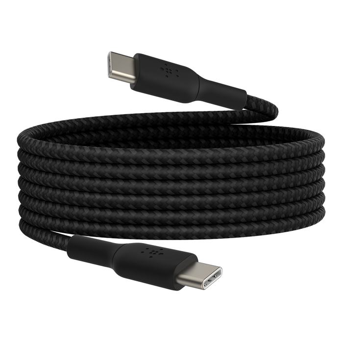 Belkin CAB004bt1MBK BoostCharge USB-C to USB-C Braided Cable, 1M, Black and White