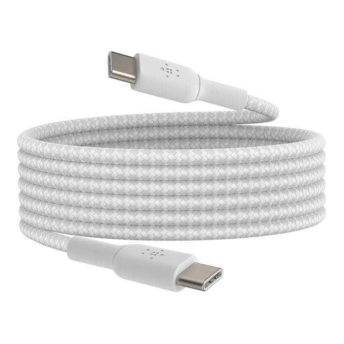 بلكين CAB004bt1MBK كابل BoostCharge USB-C إلى USB-C مجدول، 1 متر، أسود وأبيض