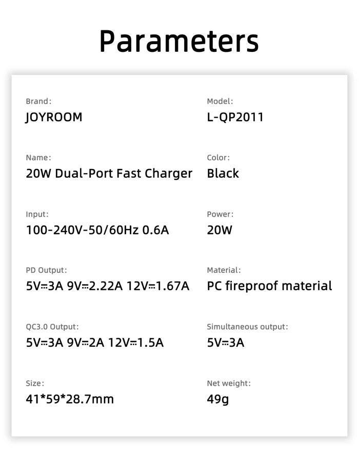 L-QP2011 20W Dual-Port (QC3.0+PD) Fast Charger - Tic Tac