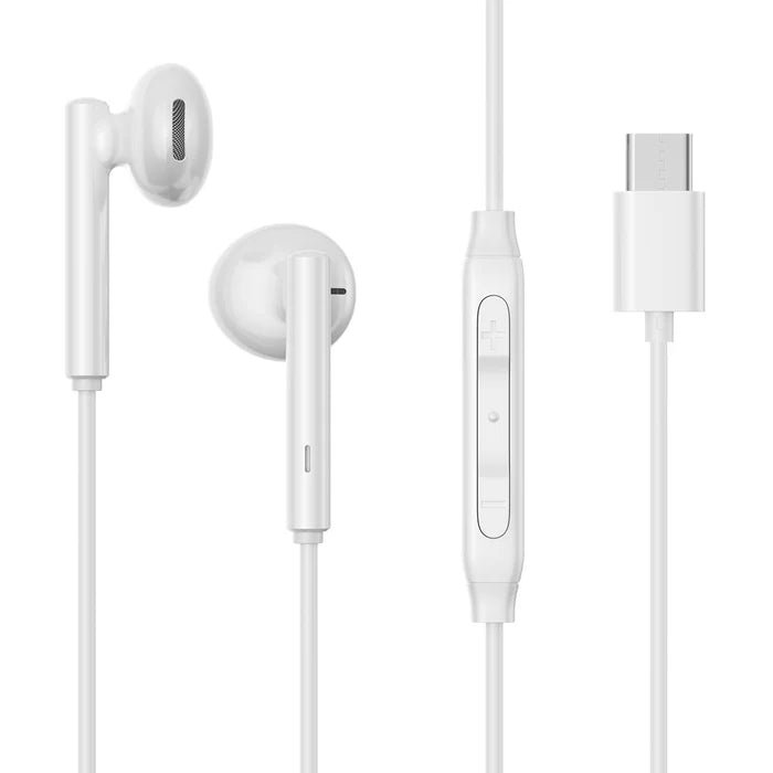 JR-EC05 TYPE-C Series Half In-Ear Wired Earphones-White - Tic Tac