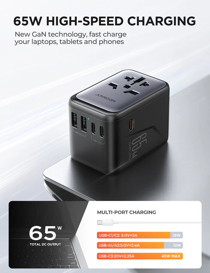 JOYROOM JR-TCW02 65W Universal Travel Adapter - Tic Tac