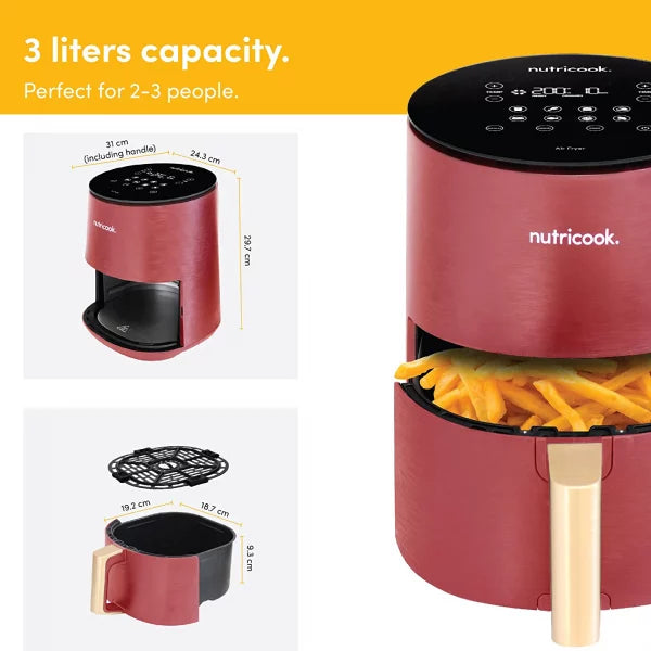 Nutricook Air Fryer Mini Red, 3.3L, NC-AF103R