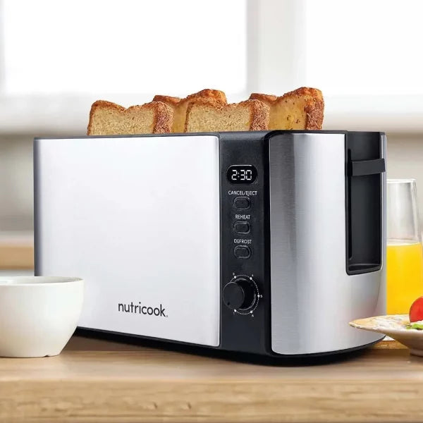 Nutricook 4 Slice Stainless Steel LED Digital Toaster, 1500 Watt