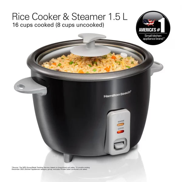 Hamilton Beach Rice Cooker & Steamer 1.5L 500W, 37517-ME