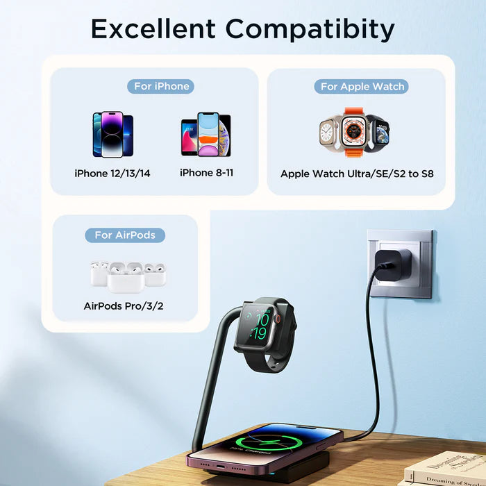 JR-WQN05 2 in 1 Foldable Wireless Charger - Tic Tac