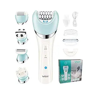 VGR V-703 Professional 5-in-1 Women Grooming Kit Shaver for Face, Legs, Underarms & Bikini area, Eyebrow trimmer, Ear & Nose Trimmer Facial Massager & Body Massager IPX 4 Fully washable - Tic Tac