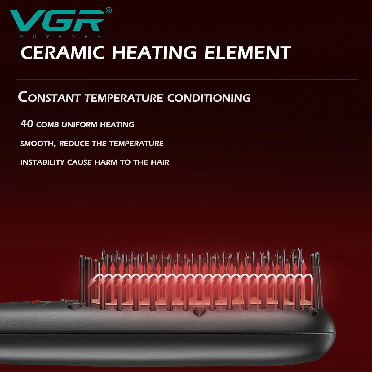 VGR V-568 Professional Hair Straightener Comb with Indicator light - Tic Tac