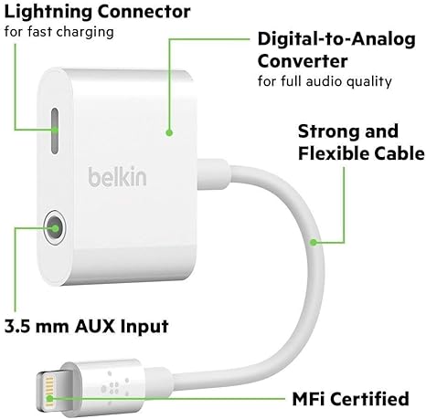 Belkin F8J212btWHT 3.5mm Audio + Charge RockStar™, White