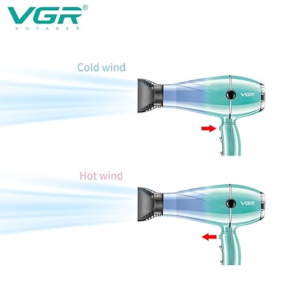 VGR V-452 Professional Salon Series Hair Dryer 2000-2400W AC Motor 3 Heat Setting Independent Cool Shot Styling Comb Nozzle Overheating Protection with Turbo Function & 2 Speed Setting - Tic Tac