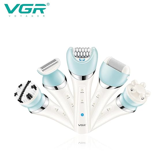 VGR V-703 Professional 5-in-1 Women Grooming Kit Shaver for Face, Legs, Underarms & Bikini area, Eyebrow trimmer, Ear & Nose Trimmer Facial Massager & Body Massager IPX 4 Fully washable - Tic Tac