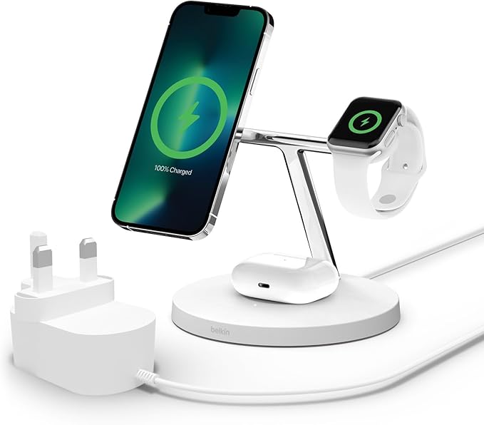 BoostCharge Pro 3-in-1 Wireless Charger with Official MagSafe Charging 15W