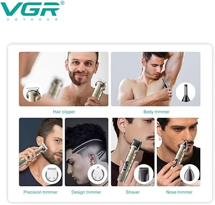 VGR V-109 Waterproof IPX6 6 in 1 Professional Set Hair Beard Trimmer Clipper Shaver Nose Trimmer Mesin Gunting Rambu - Tic Tac