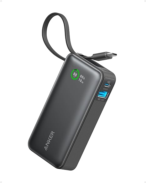 A1259H11 Anker Nano Power Bank (30W,Built-In USB-C Cable) Black