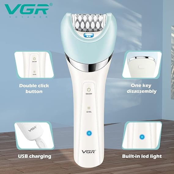 VGR V-703 Professional 5-in-1 Women Grooming Kit Shaver for Face, Legs, Underarms & Bikini area, Eyebrow trimmer, Ear & Nose Trimmer Facial Massager & Body Massager IPX 4 Fully washable - Tic Tac