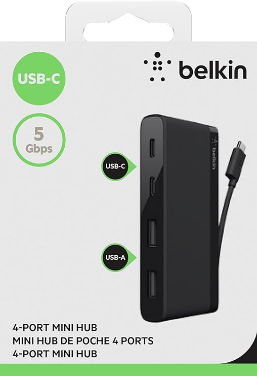 Belkin F4U090btBLK USB-C 4-Port Mini Hub