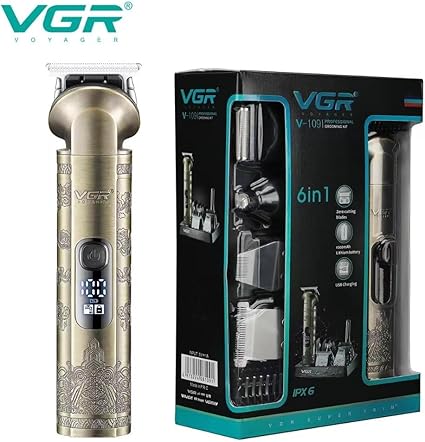 VGR V-109 Waterproof IPX6 6 in 1 Professional Set Hair Beard Trimmer Clipper Shaver Nose Trimmer Mesin Gunting Rambu - Tic Tac