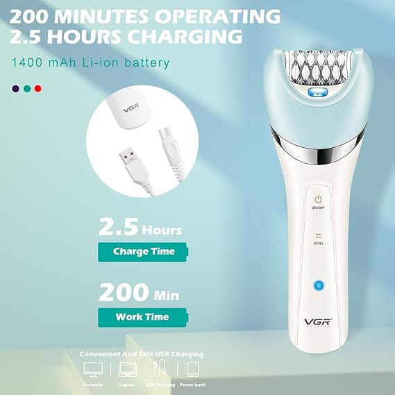 VGR V-703 Professional 5-in-1 Women Grooming Kit Shaver for Face, Legs, Underarms & Bikini area, Eyebrow trimmer, Ear & Nose Trimmer Facial Massager & Body Massager IPX 4 Fully washable - Tic Tac