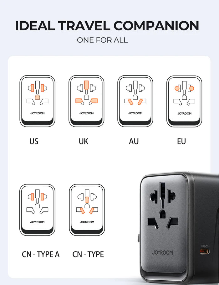 JOYROOM JR-TCW02 65W Universal Travel Adapter - Tic Tac