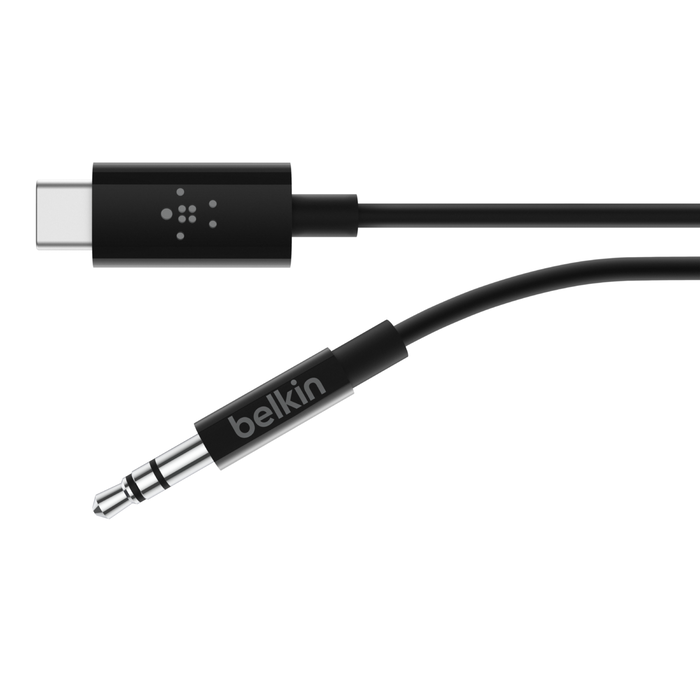 بلكين F7U079bt06-BLK كابل صوت من USB-C إلى 3.5 ملم، 1.8 متر، أسود