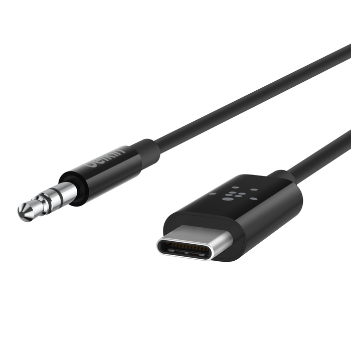 بلكين F7U079bt06-BLK كابل صوت من USB-C إلى 3.5 ملم، 1.8 متر، أسود