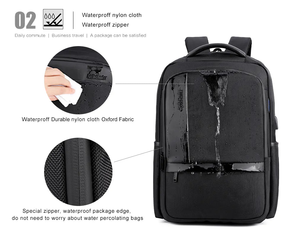 Arctic Hunter Backpack Laptop Traveling Backpacks Bag Waterproof USB Business Bags B00120C-840D