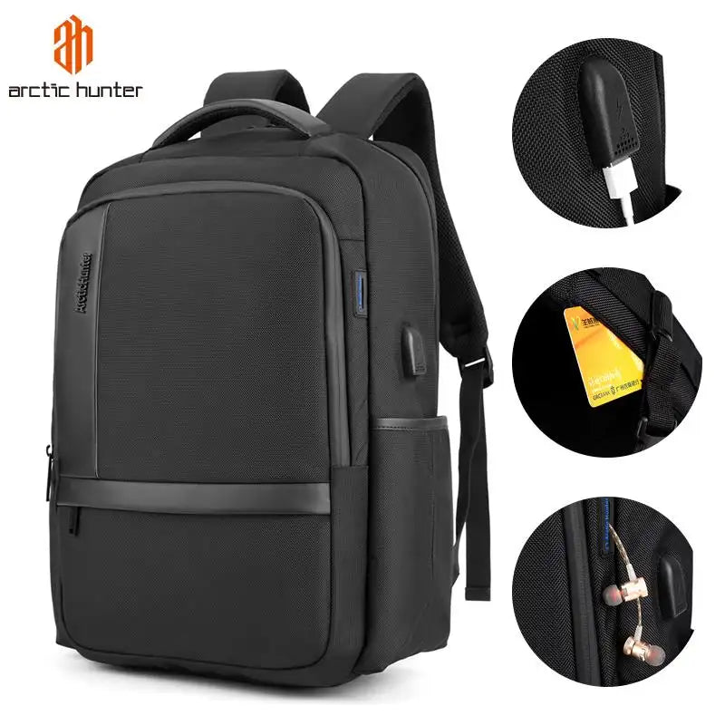 Arctic Hunter Backpack Laptop Traveling Backpacks Bag Waterproof USB Business Bags B00120C-840D