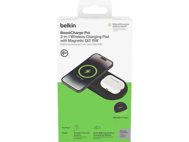 Belkin Boost Charge Pro Qi2 Magnetic 2 - in - 1 Charging Pad - Tic Tac - Wireless Chargers