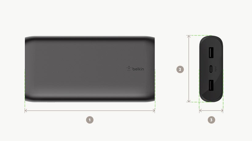 Belkin BPB003btBK 20K Power Bank with Dual USBA , USB - C IN, Black - Tic Tac - Power Banks