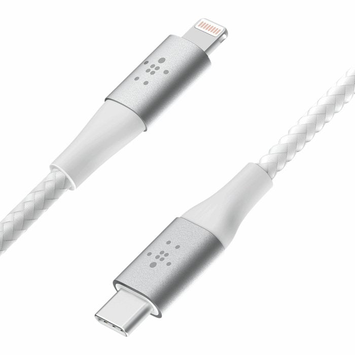 Belkin CAA004bt2MWH Braided USB - C to Lightning Cable, 2M, White - Tic Tac - CABLE