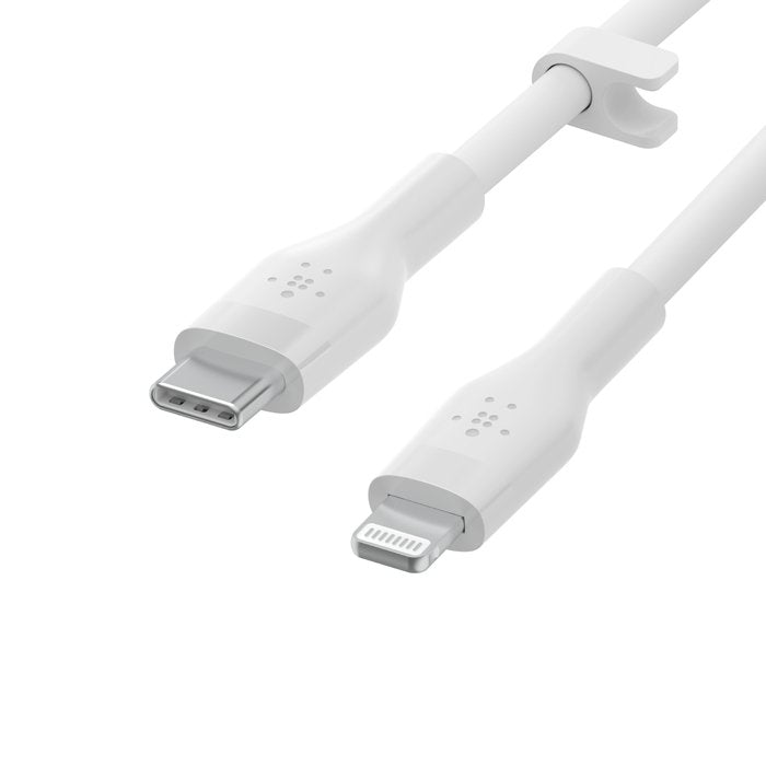 Belkin CAA009bt1MWH BoostCharge Flex USB - C Silicone Cable with Lightning Connector, 1M, White - Tic Tac - CABLE