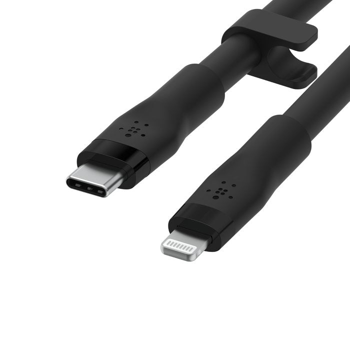 Belkin CAA009bt3MBK BoostCharge Flex USB - C Silicone Cable with Lightning Connector, 3M, Black - Tic Tac - CABLE