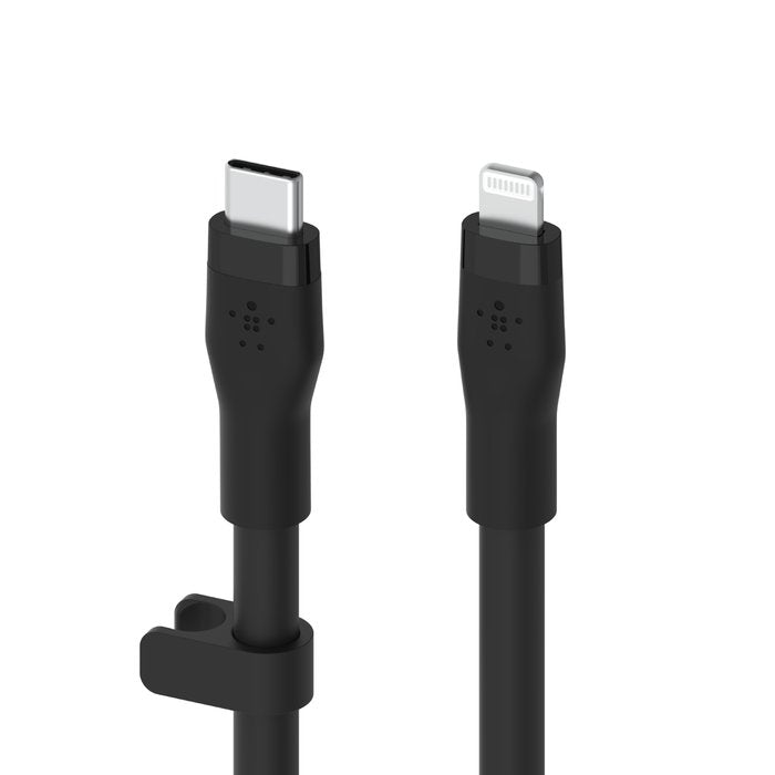 Belkin CAA009bt3MBK BoostCharge Flex USB - C Silicone Cable with Lightning Connector, 3M, Black - Tic Tac - CABLE