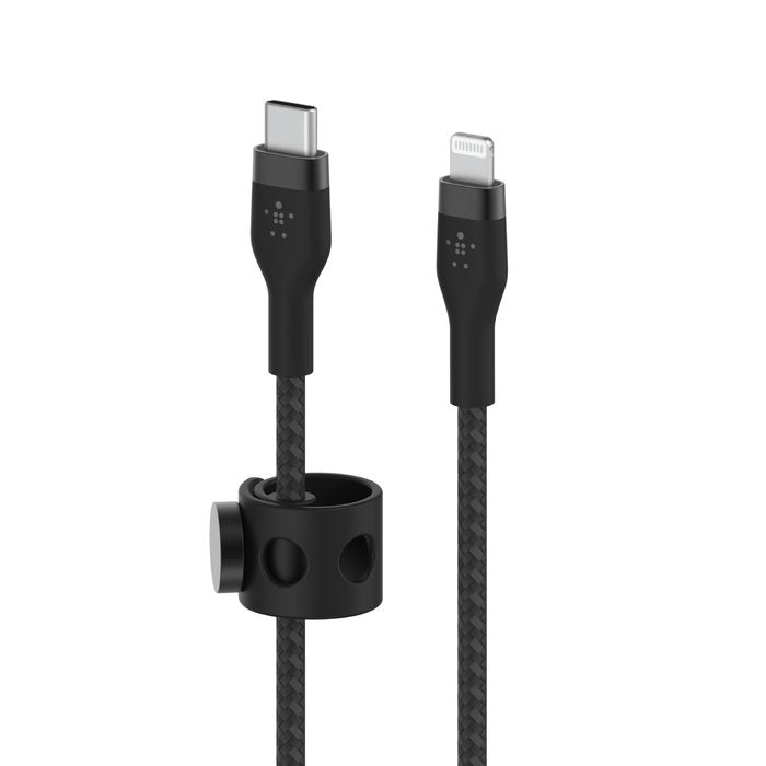 Belkin CAA011bt1MBK PRO Flex USB - C Braided Silicone Cable with Lightning Connector, 1M, Black - Tic Tac - CABLE