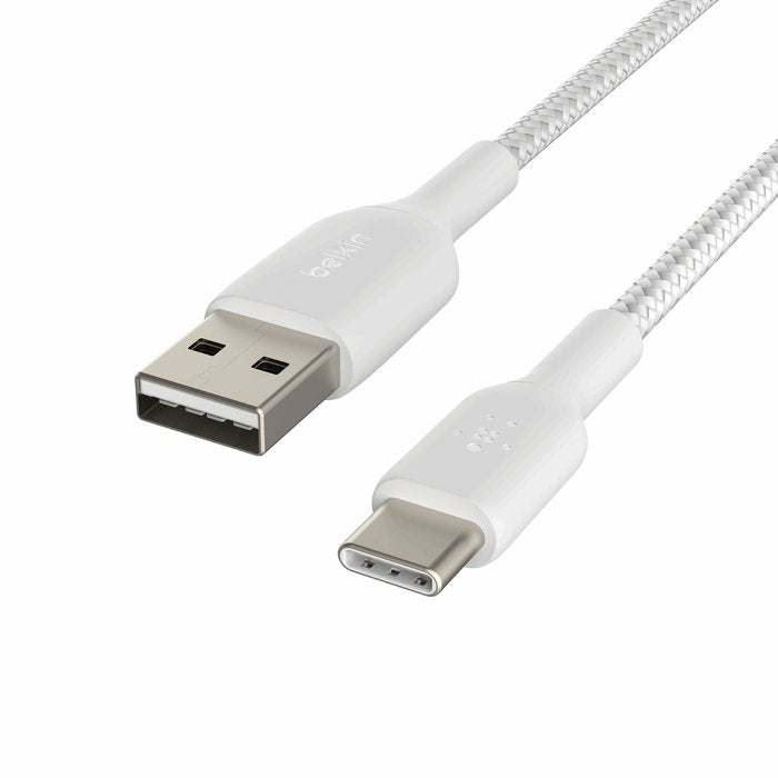 Belkin CAB002bt2MWH Braided USB - A to USB - C Cable, 2M, White - Tic Tac - CABLE