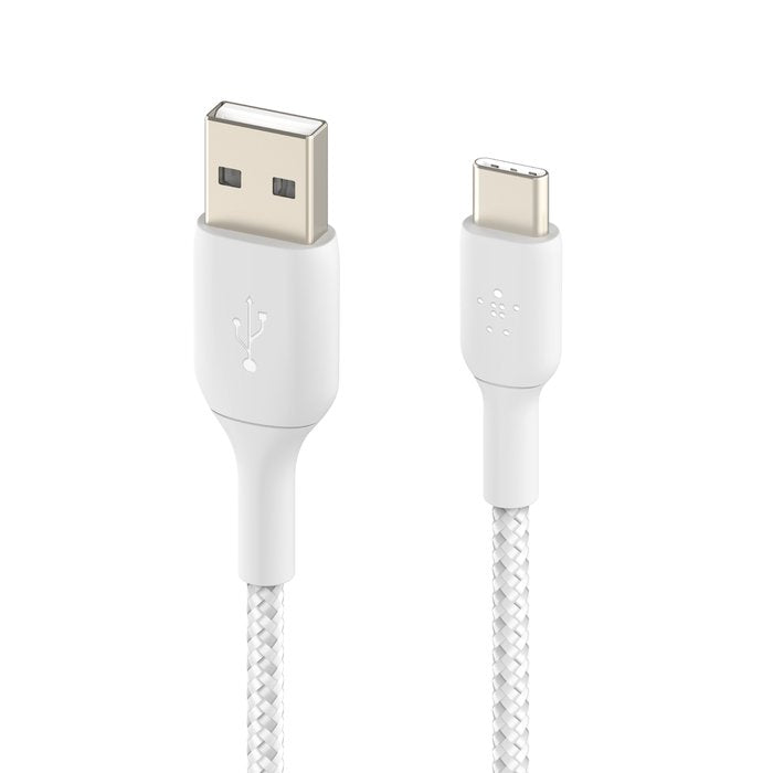 BoostCharge Braided USB - C to USB - A Cable (2m / 6.6ft, White) - Tic Tac - CABLE